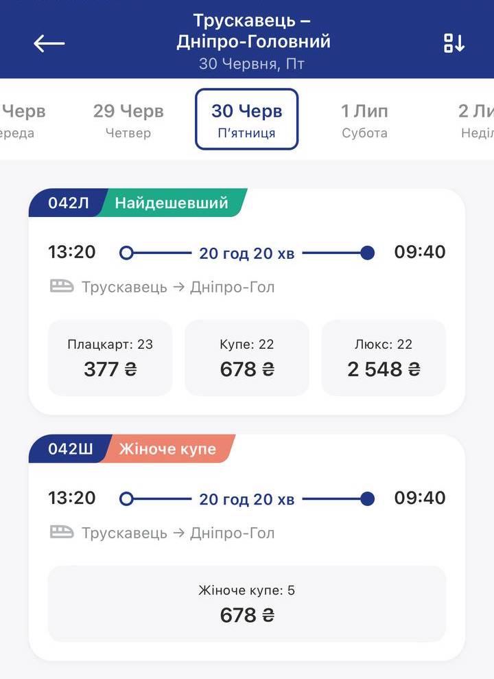 Укрзализныця открыла продажу билетов в женские купе -