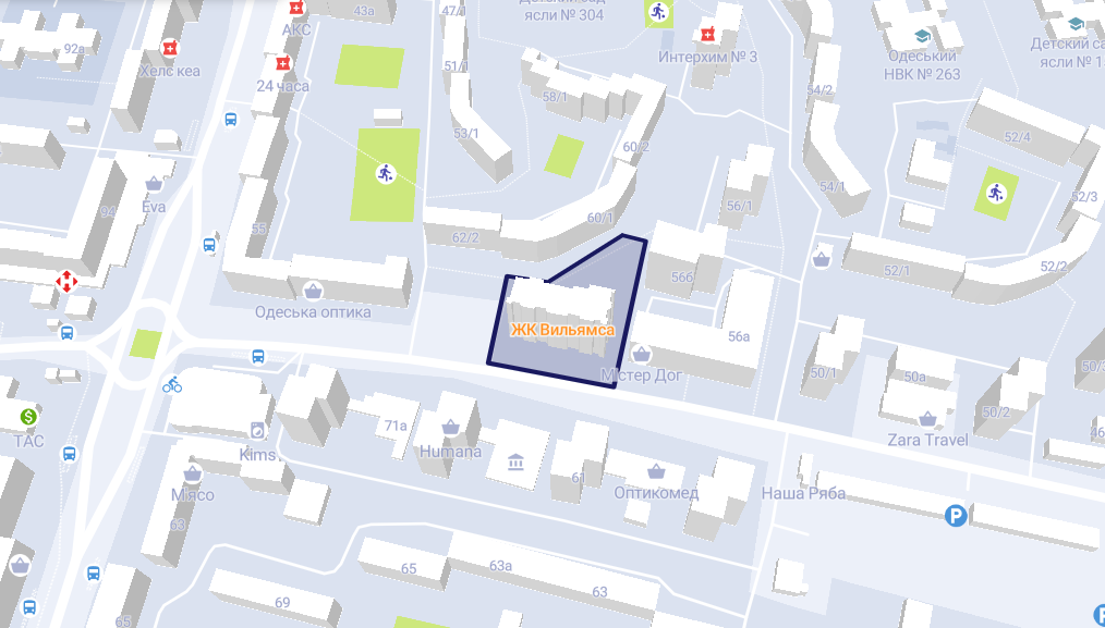 Расположение долгостроя на Академика Вильямса, 138б. Скриншот: lun.ua