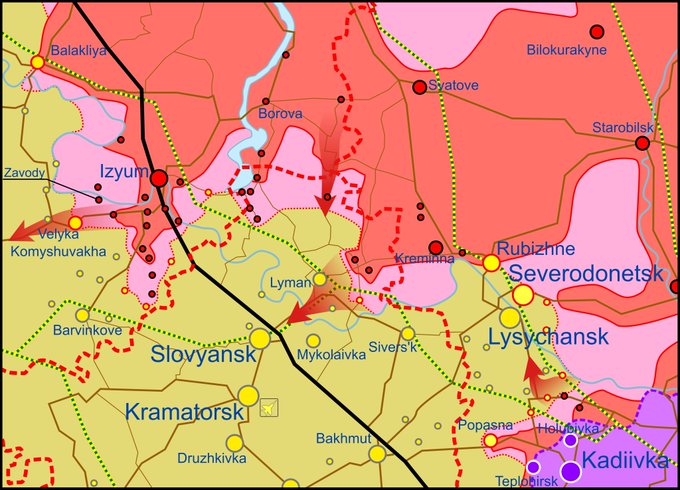 Карта боевых действий на Украине 30 апреля.