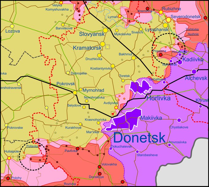 Карта боевых действий в Украине 8 мая.