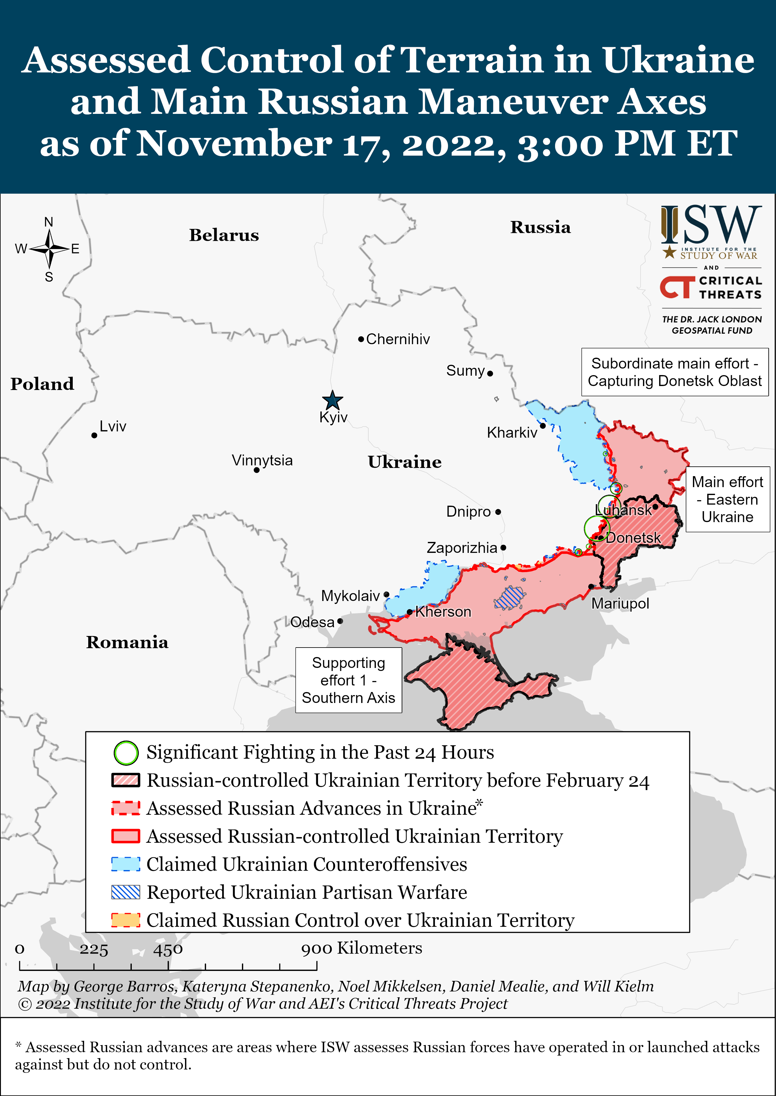 Карта боевых действий на Украине 18 ноября