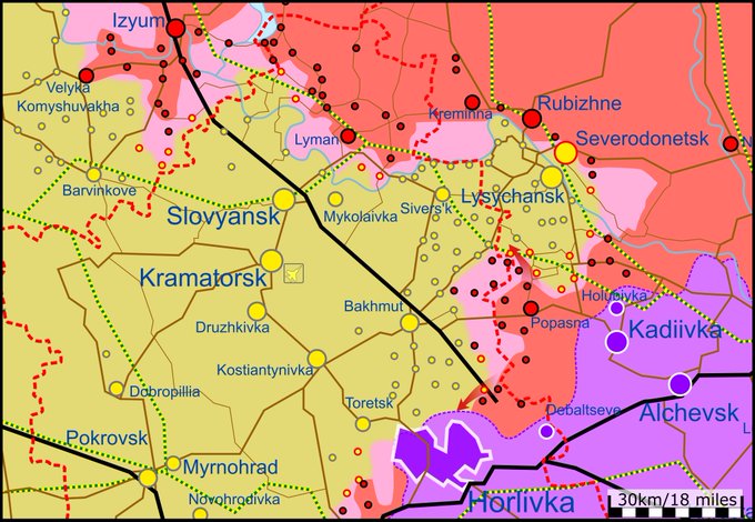 Карта боевых действий на Украине 31 мая.