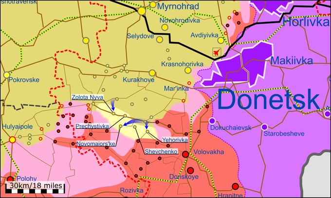 Карта боевых действий в Украине 25 июня