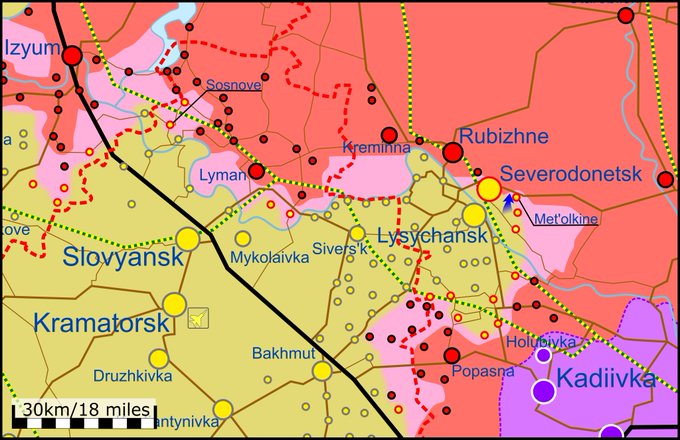 Карта боевых действий в Украине 4 июня.
