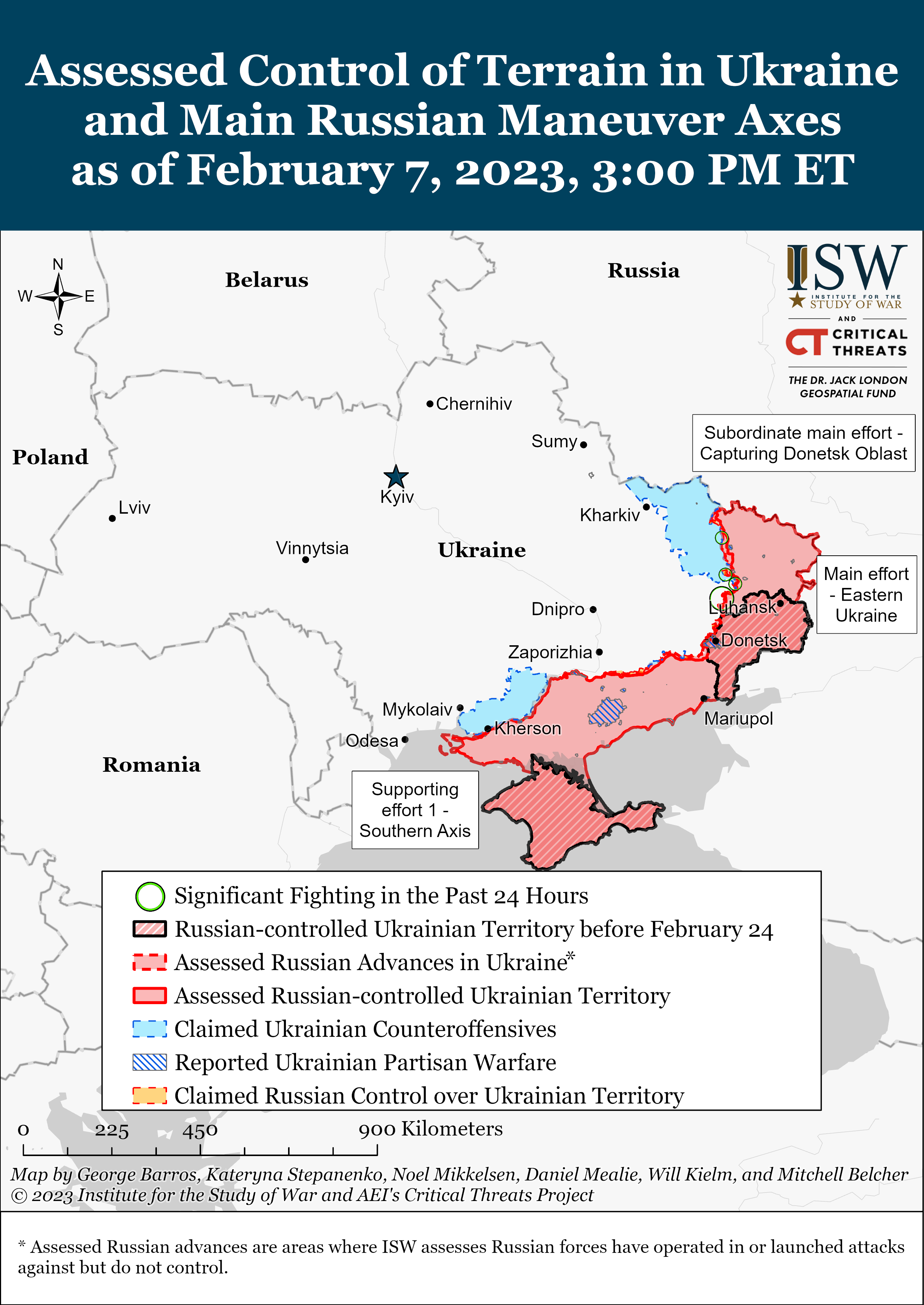Карта боевых действий на Украине 8 февраля.