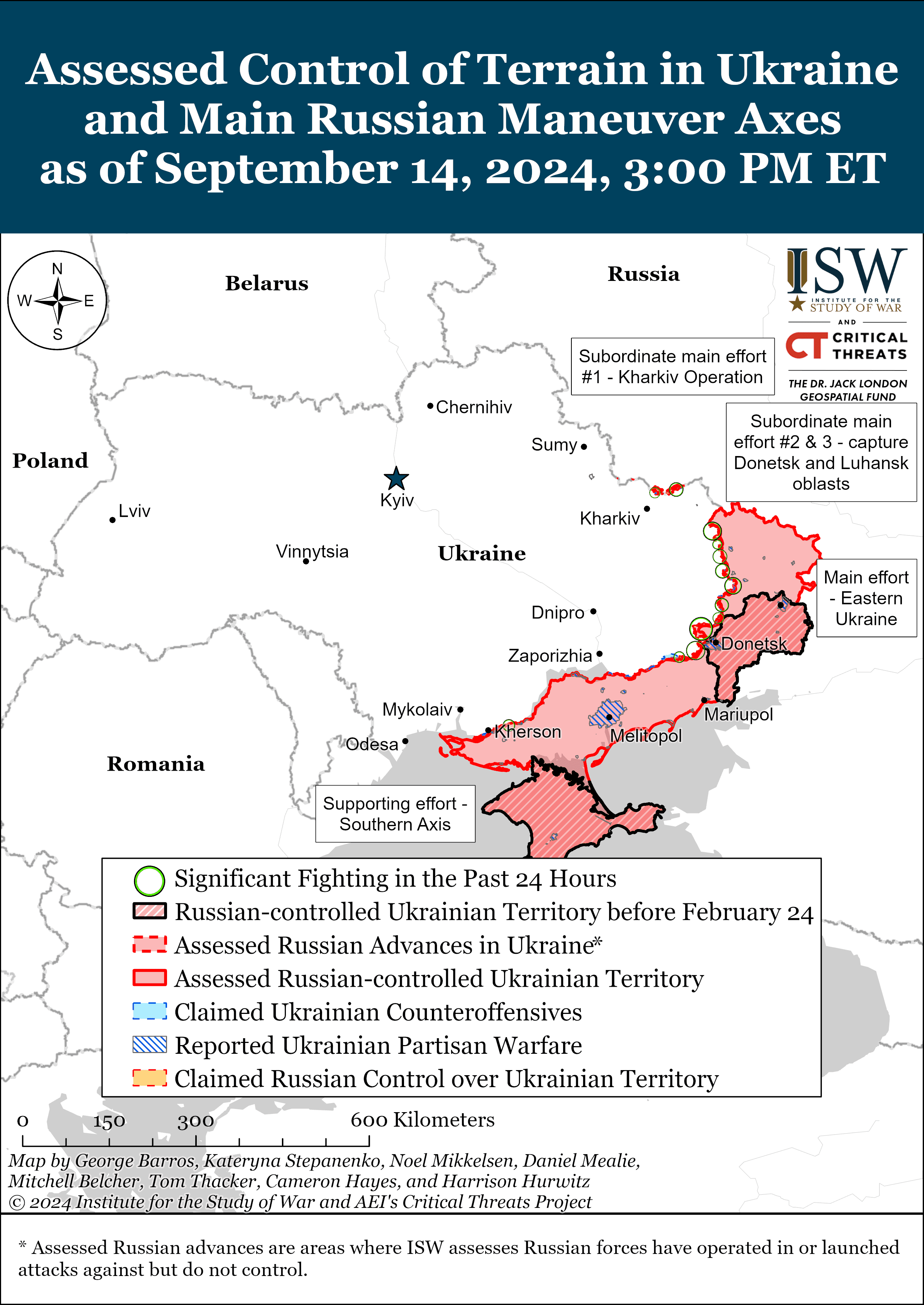 Карта бойових дій в Україні 15 вересня