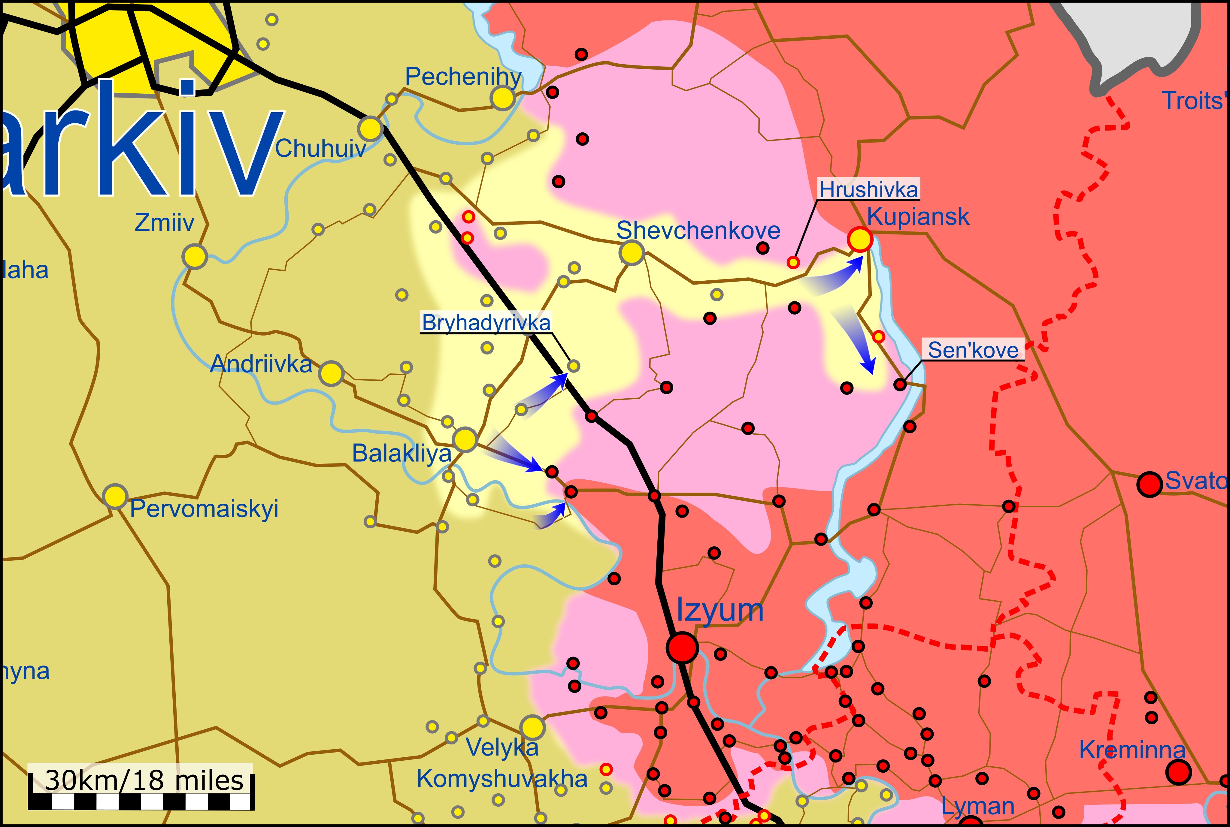 Карта боевых действий на Украине 10 сентября.
