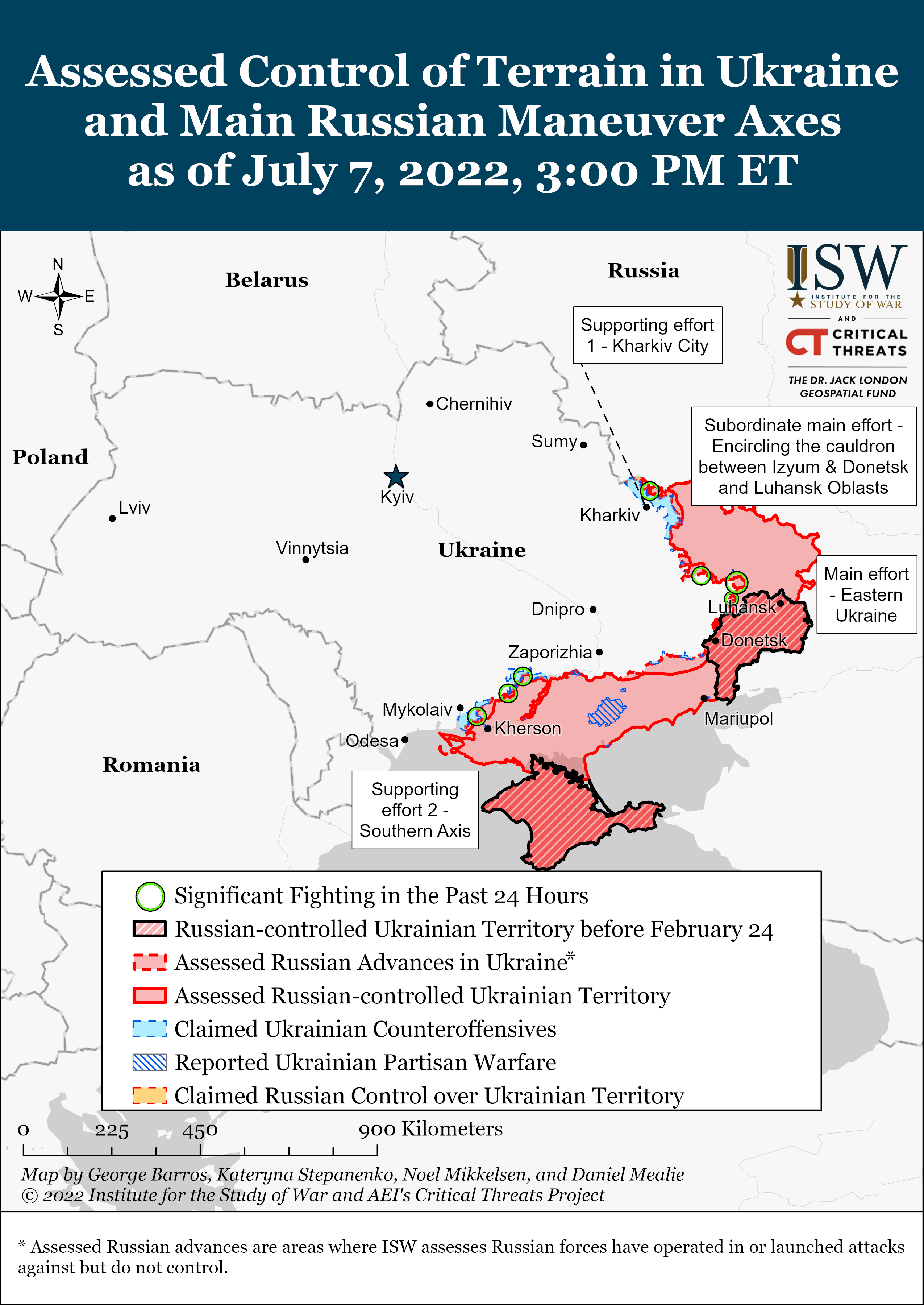Карта боевых действий на Украине 8 июля.