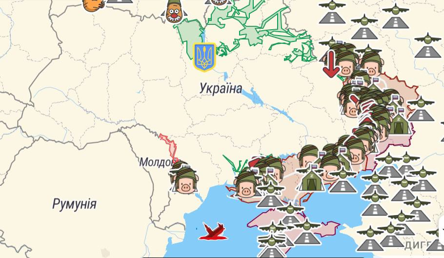 Карта боевых действий в Украине 12 августа.