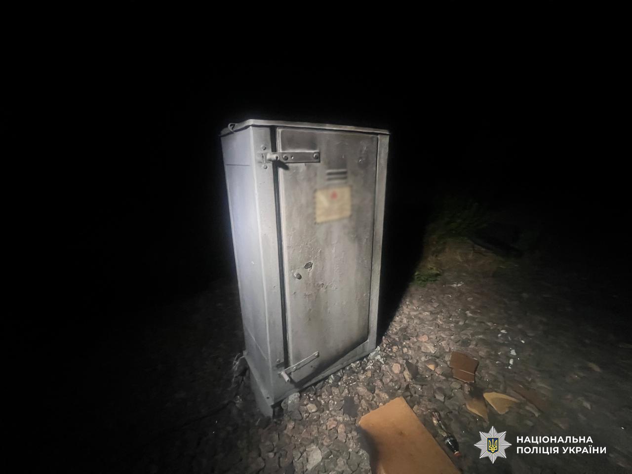 Релейна шафа після підпалу.