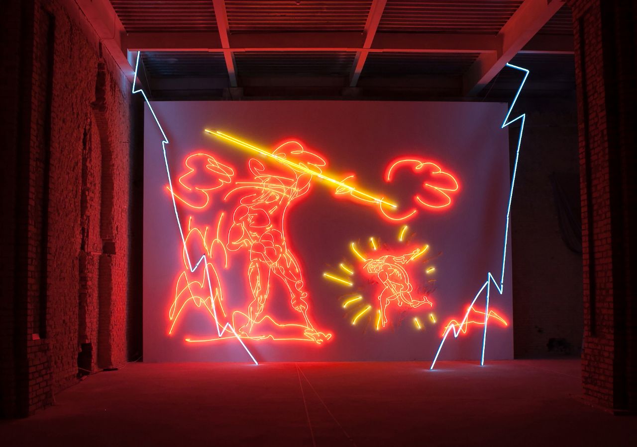 Світлова інсталяція Степана Рябченко "Нова ера" на Міжнародній бієнале сучасного мистецтва, Мистецький Арсенал, Київ, 2012