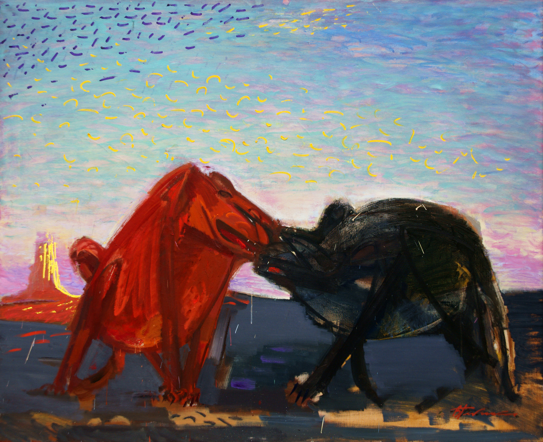 Василий Рябченко. "Устрашение", 140 x 170 см, холст, масло, 1989 год