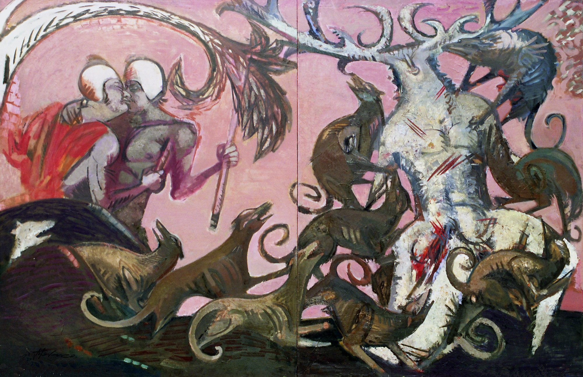 Василий Рябченко. "Смерть Актеона", 200 х 300 см, холст, масло, 1988 год