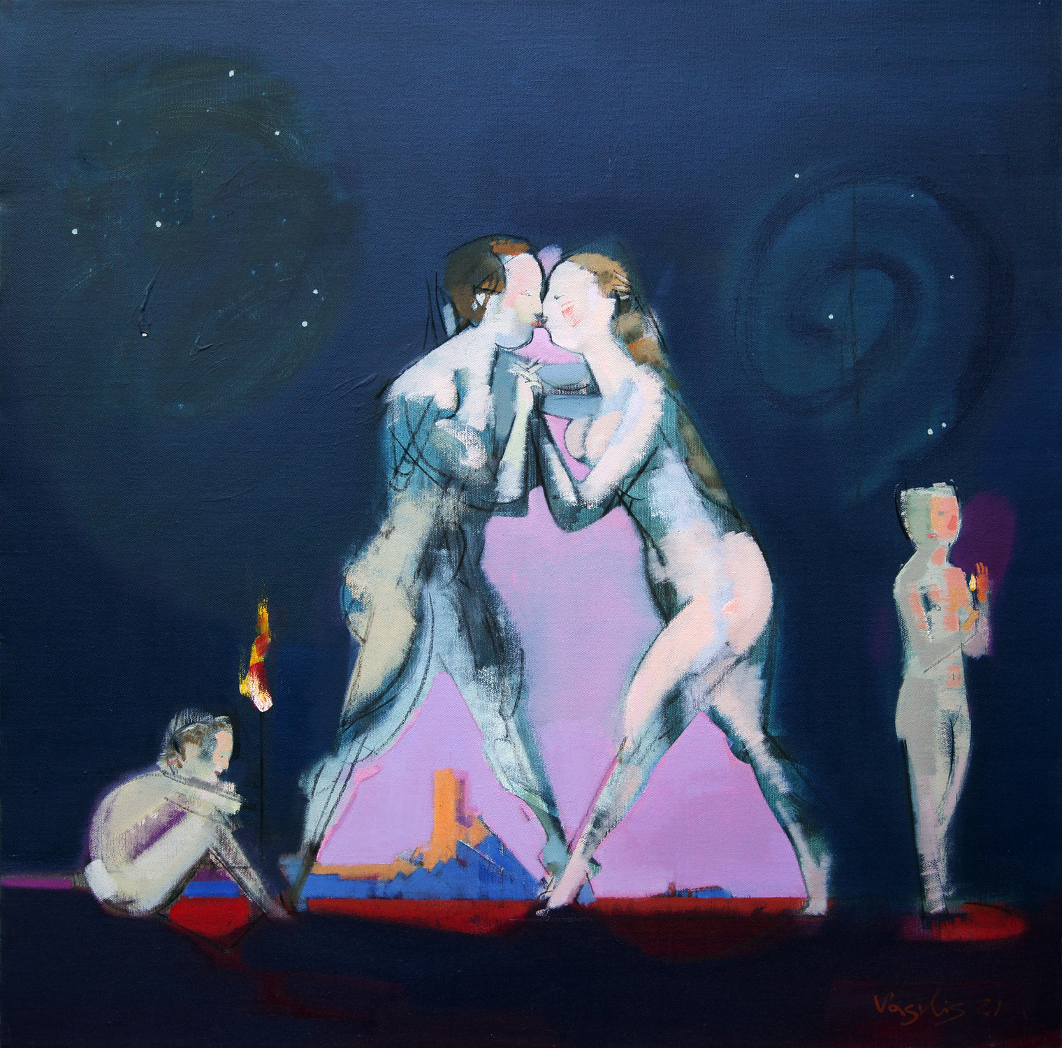 Василий Рябченко. "Время, когда дарят звезды", 80 х 80 см, холст, масло, 2021 год