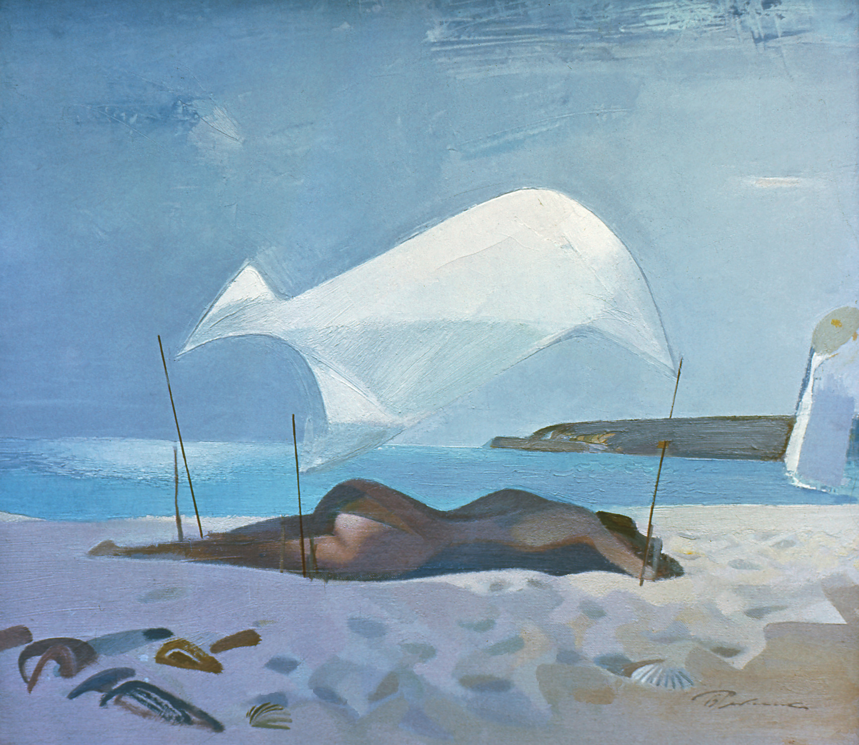 Василий Рябченко. "У моря. 16 станция Большого Фонтана", 50 х 60 см, холст, масло, 1980-е года
