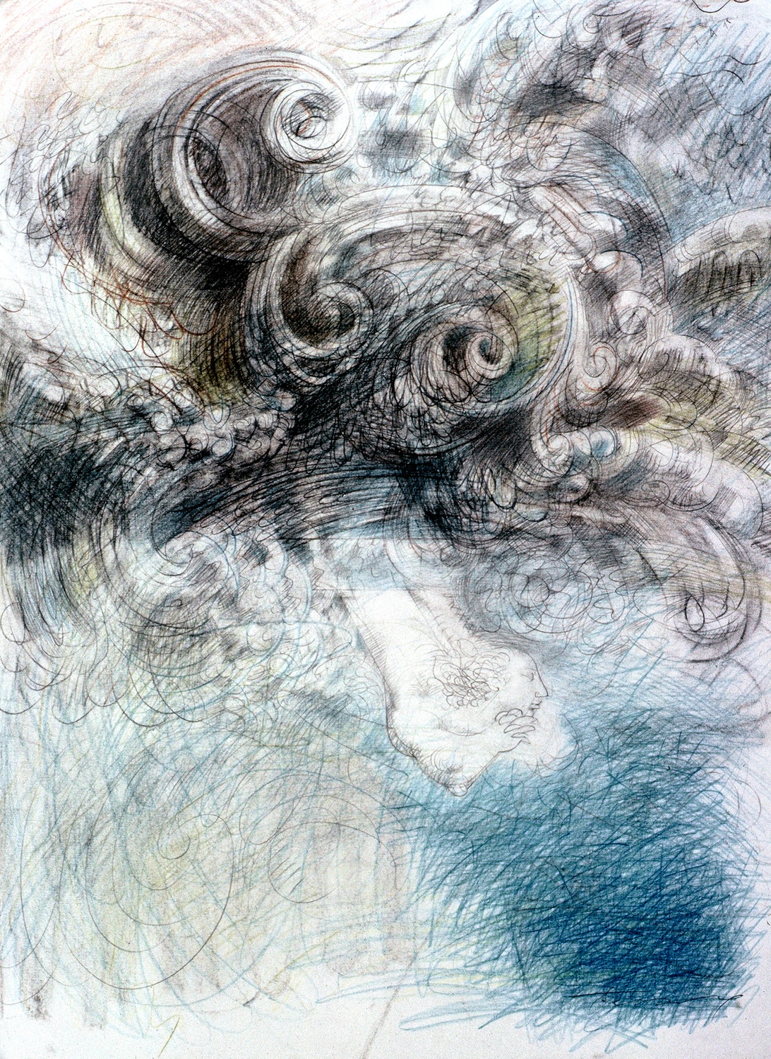 Василий Рябченко. "Ныряльщик", 72 x 49 см, бумага, пастель, карандаши, 1993 год