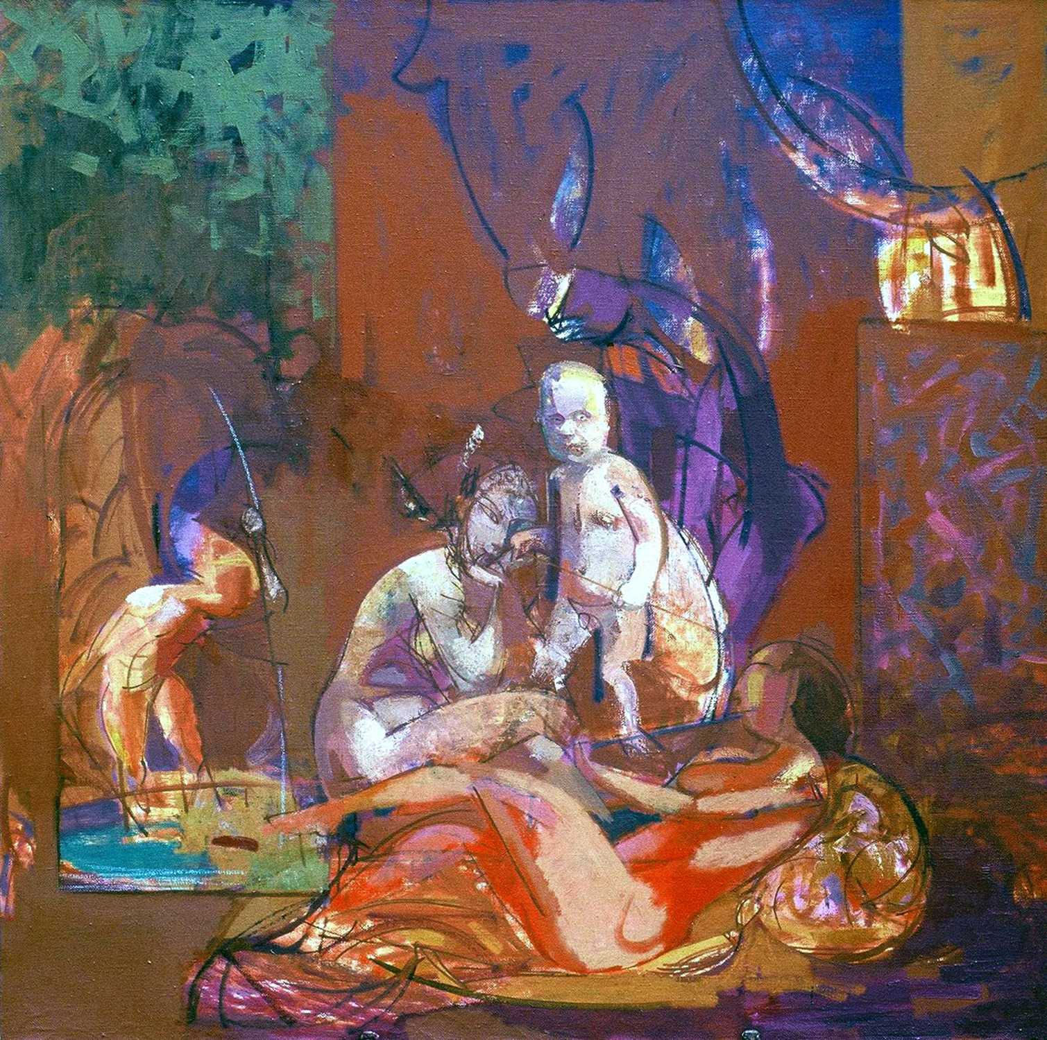 Василий Рябченко. "Воспитание Балбесина", 110 х 110 см, холст, масло, 1980-е года