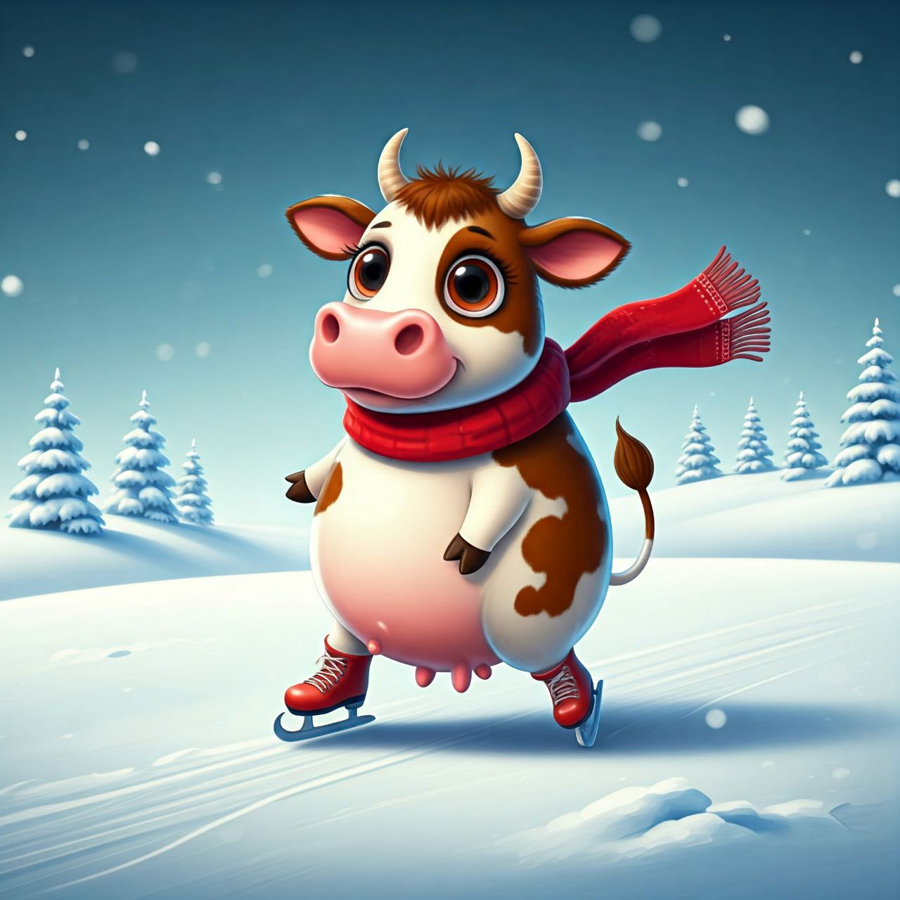 Корова на ковзанах.