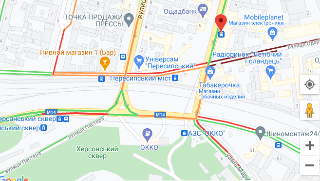 Пробки в районе Пересыпского моста.