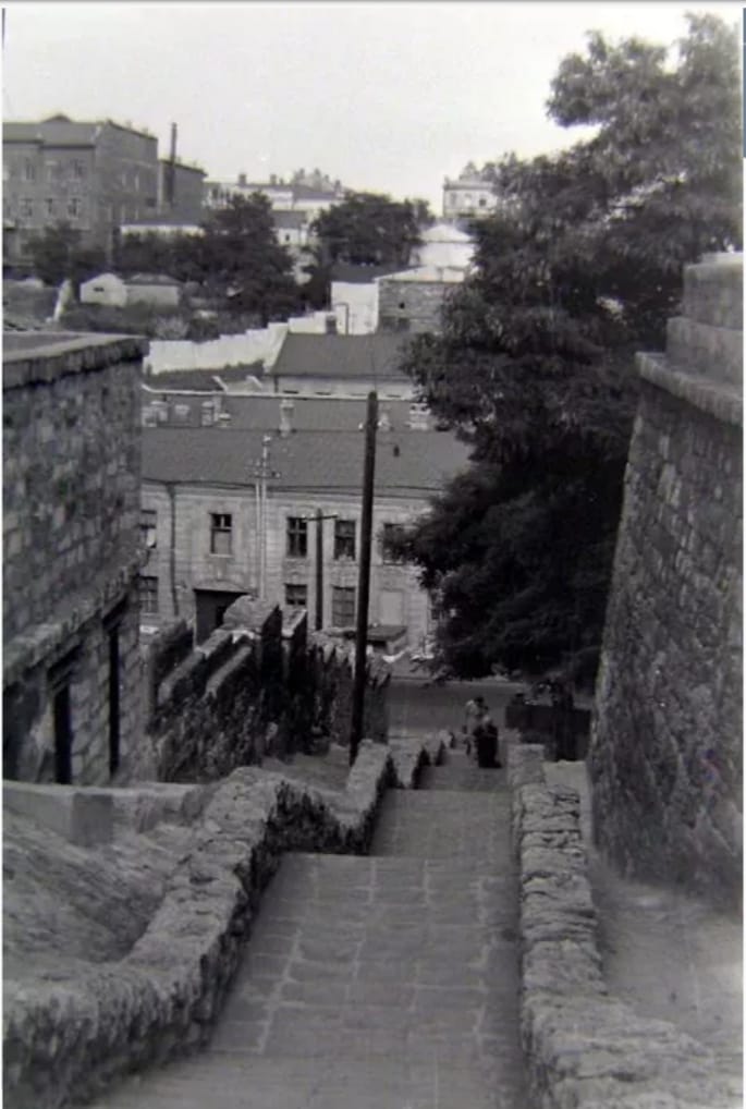 Лестница с Дерибасовской на Польский спуск (Кангуна). 1958 год.
