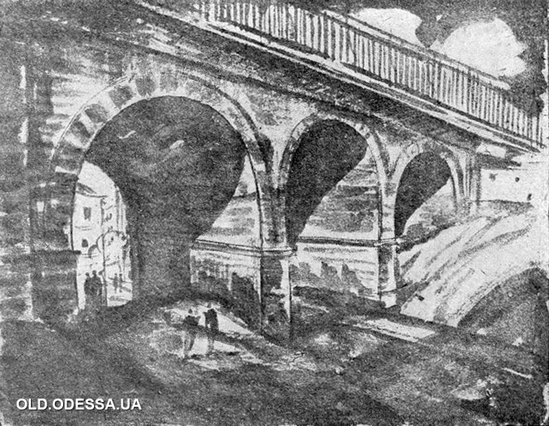 Строганівський міст. Аркади. Одеса, вулиця Польська. Художник Мойсей Маркович Синявер. 1920-ті рокиФото: viknaodessa.od.ua
