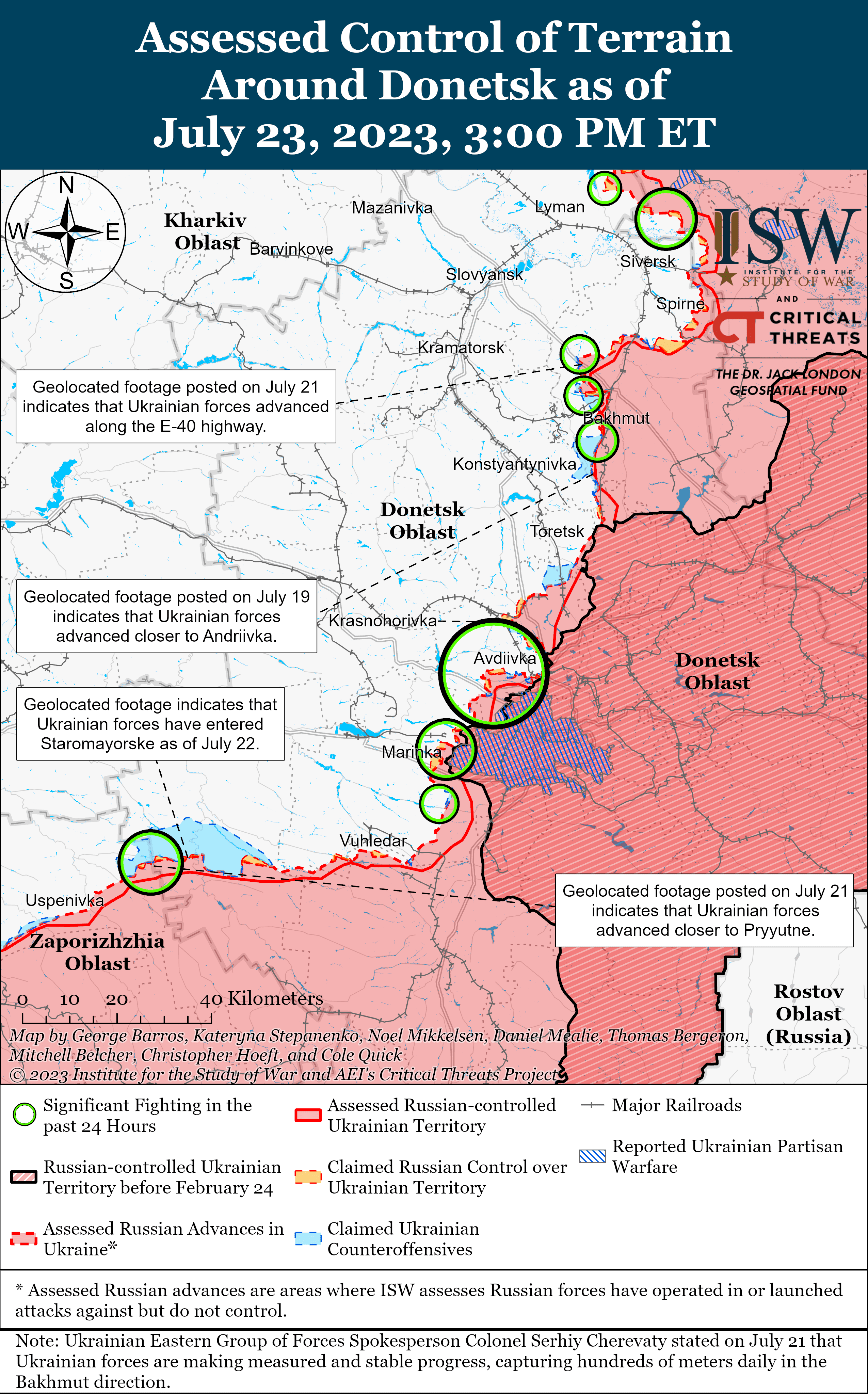 Карта боевых действий 24 июля &ndash;