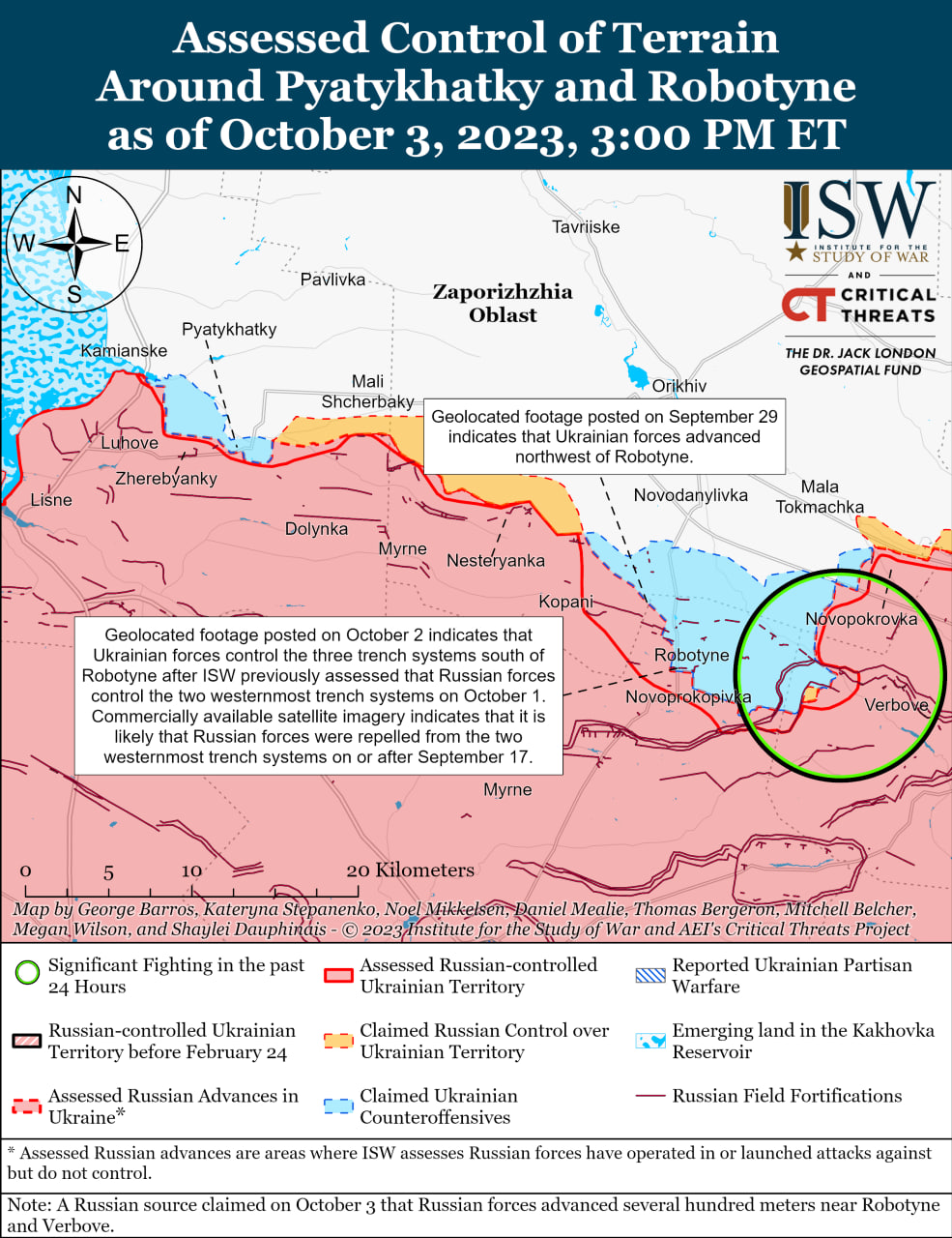 Карта боевых действий в Украине 4 октября -