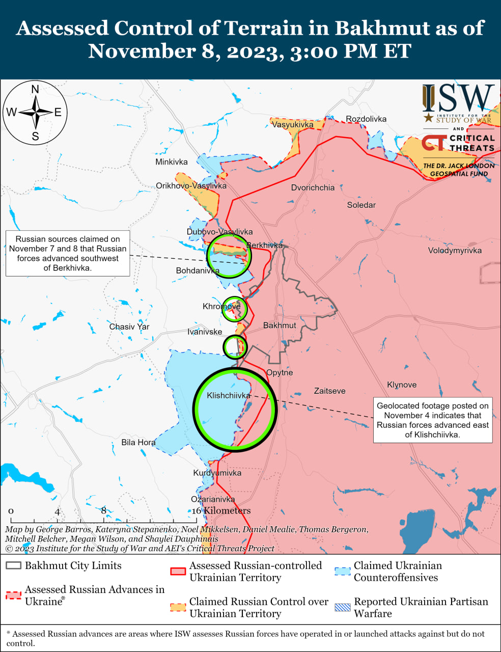 Карта боевых действий на Украине 9 ноября.