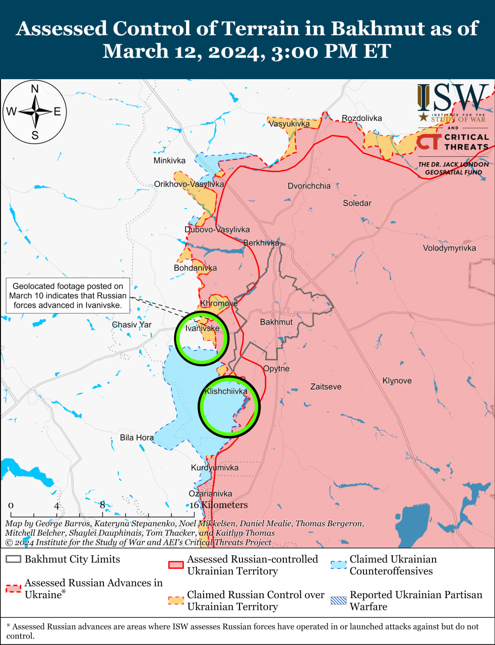 Карта боевых действий на Украине 13 марта.