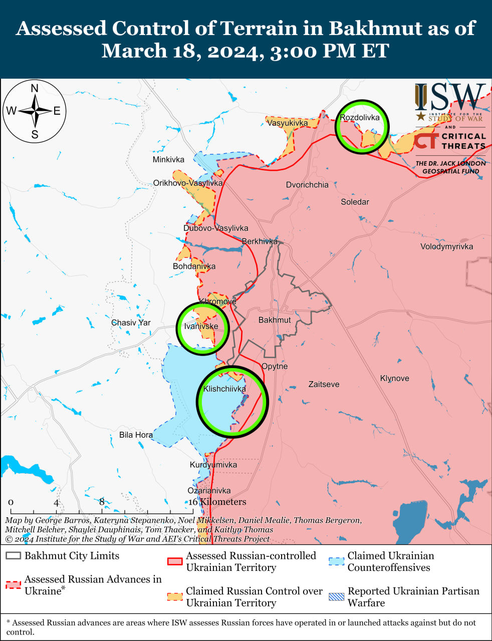 Карта боевых действий на Украине 19 марта.