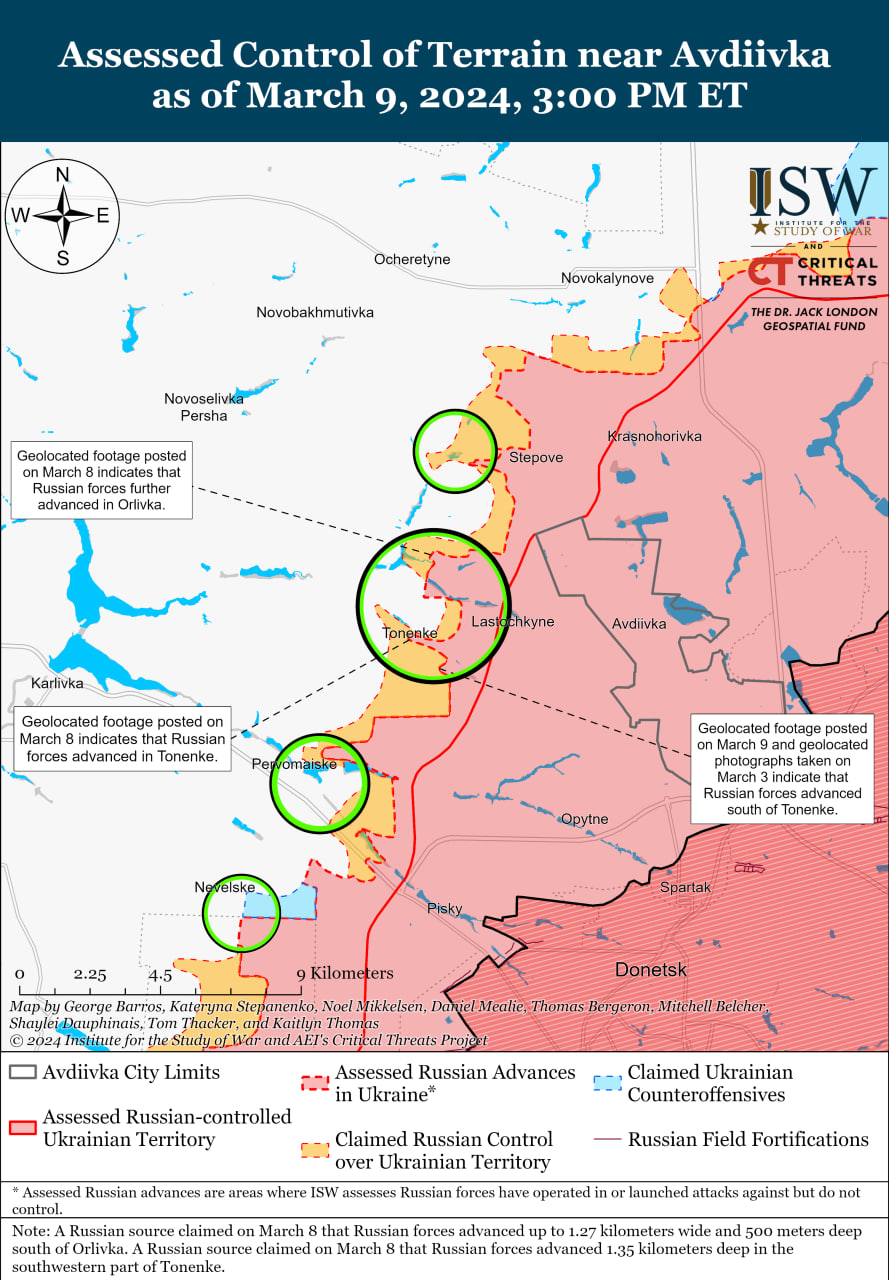 Карта боевых действий на Украине 10 марта.