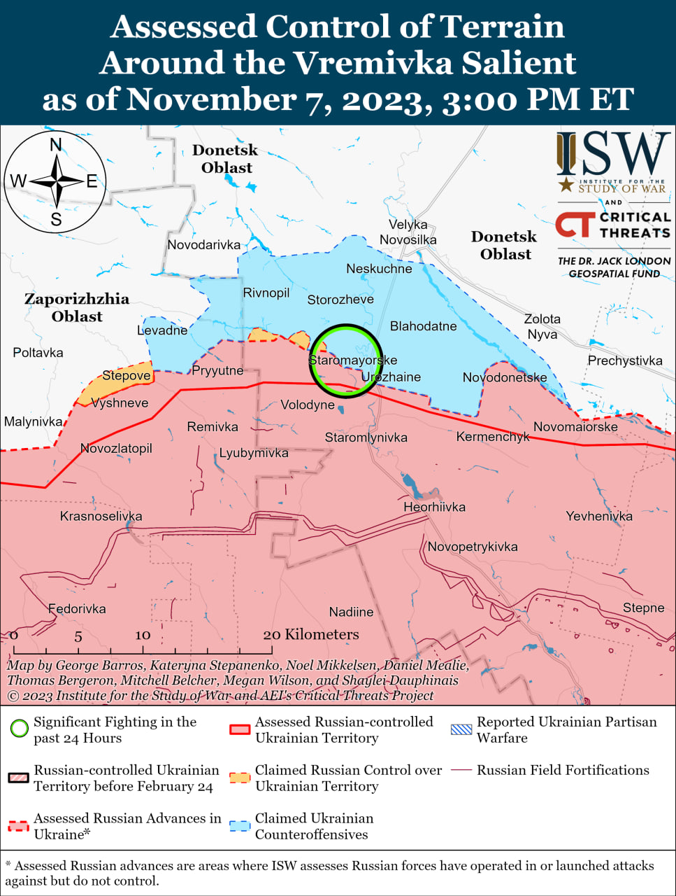 Карта боевых действий на Украине 8 ноября.