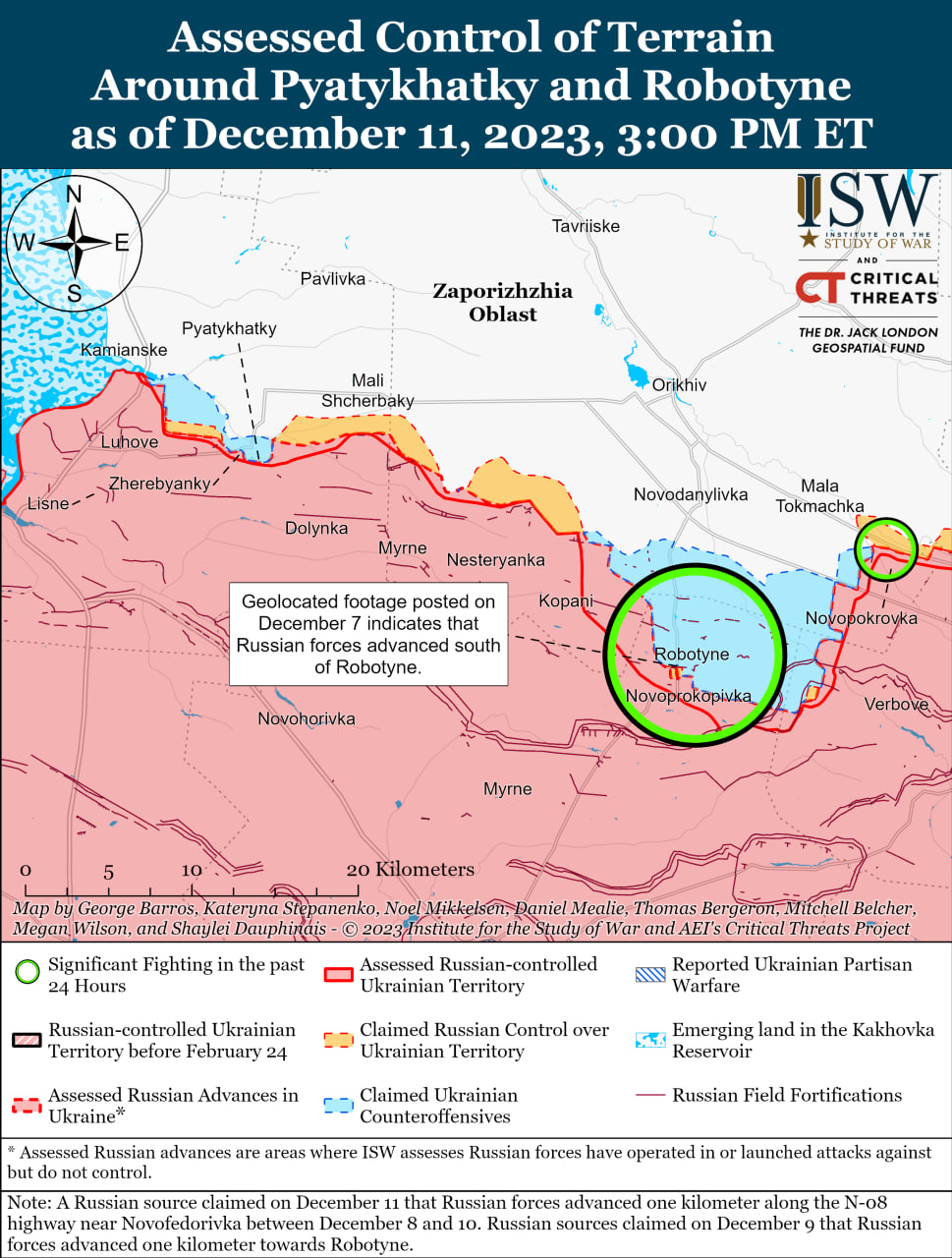 Карта боевых действий на Украине 12 декабря.