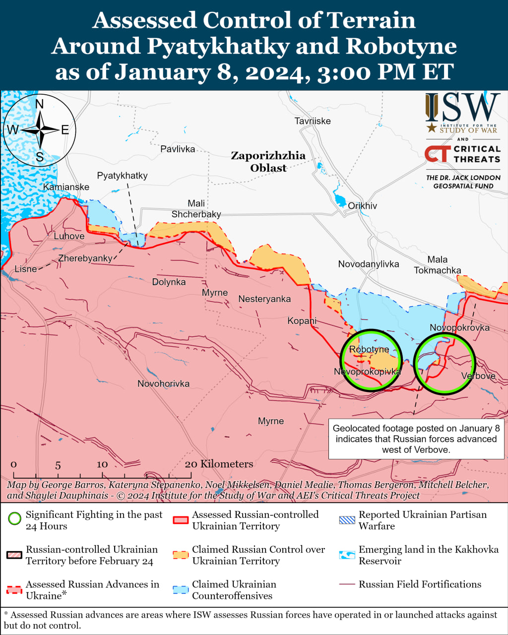 Карта боевых действий на Украине 9 января.