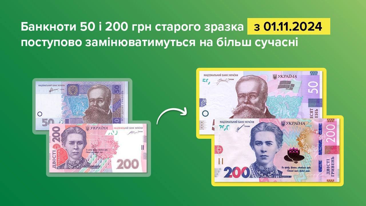 В Україні вилучать з обігу деякі банкноти номіналом 50 і 200 гривень