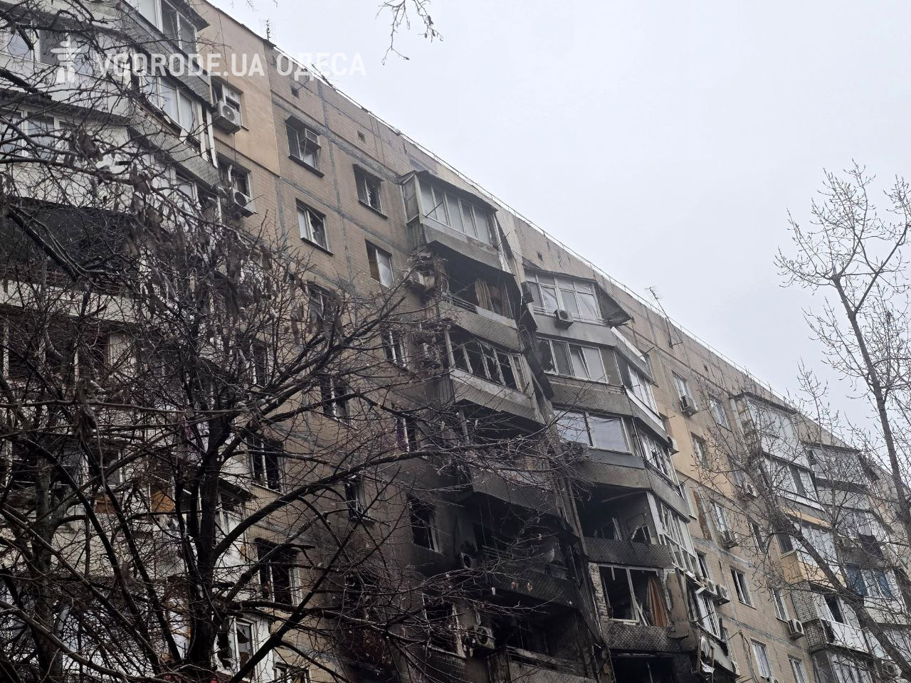 Будинок на вулиці Балківській після обстрілу.