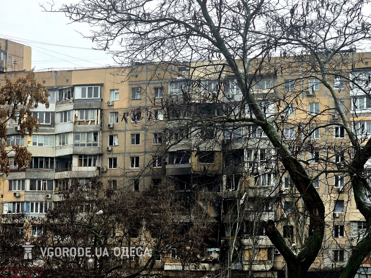 Будинок на вулиці Балківській після обстрілу.