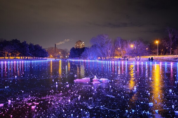 Красота рядом: смотри, как выглядит ночной парк Победы зимой фото 2