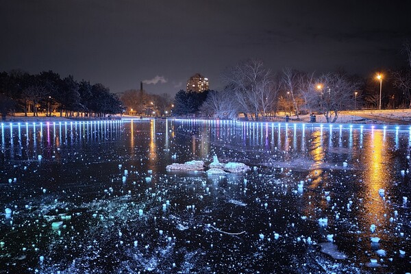 Красота рядом: смотри, как выглядит ночной парк Победы зимой фото 7