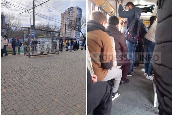 Одесса в &quot;красной зоне&quot;: на остановках транспорта начали собираться очереди фото