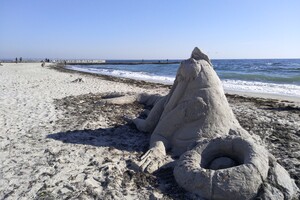 Три тонны песка: на Ланжероне создали самую большую скульптуру моржа фото 3