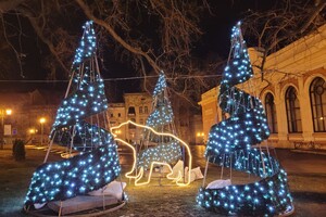 Новогодний лес и огромный подарок: праздничные фотозоны в центре Одессы  фото 3