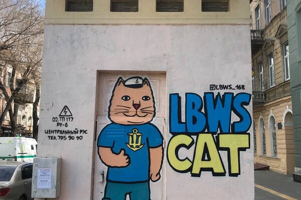 На улицах Одессы продолжают появляться граффити с котами-патриотами фото 1