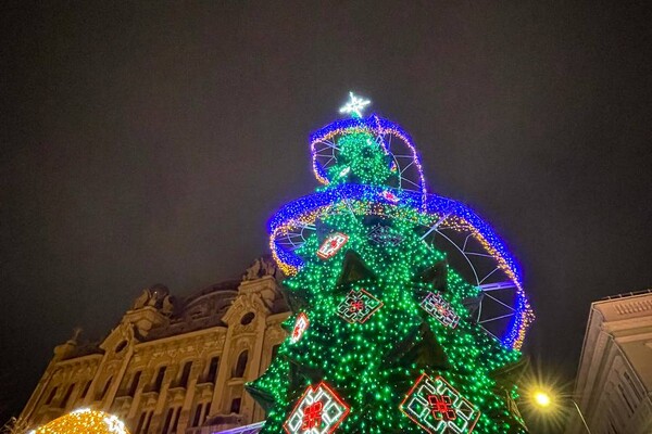 В Одессе зажгли главную новогоднюю елку города фото 6